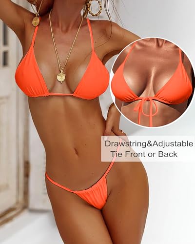 Image of XUNYU Thong Bikini Sets for Women - Brazilian Micro String Bikinis Sexy Two Piece Swimsuit Triangle Top Halter Bathing Suits