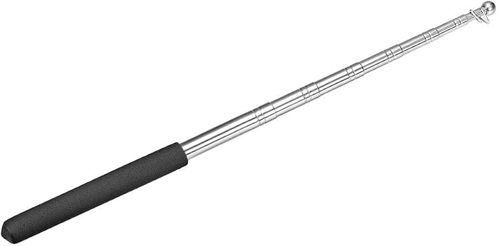 uxcell Telescopic Handheld Flag Pole Stainless Steel Telescopic Guide Teaching Pointer Guide Classroom Indicator Black 3.28FT/1M