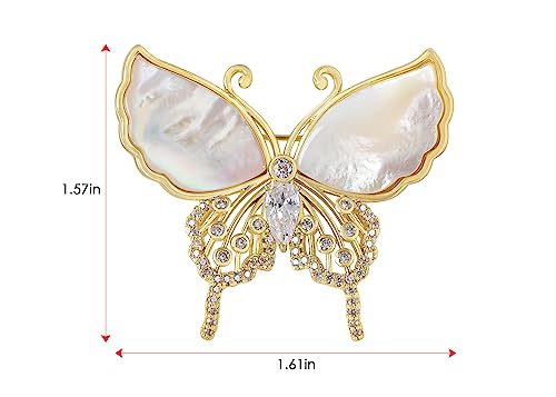 Image of Alilang Sparkling Zircon Seashell Butterfly Brooch Pin With Crystal Rhinestones For Wedding Party
