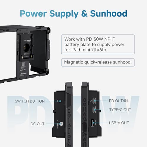 Image of Accsoon PowerCage Mini Cage for iPad mini 6 /7(A17 Pro) with NP-F Battery Plate Adapter Keep iPad Charged, iPad Video Stabilizer with Sunhood, Use SeeMo 4K /CineView for Video Monitoring /Livestreaming