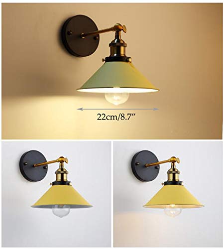 Image of ANYE Wall Sconces with UL Plug-in Button Black Cord Retro Minimalist Style Macaron Yellow Iron Lampshade Decor Lights Fixtures for Loft Cabinet Kitchen Hotel Bulb Sold Separately