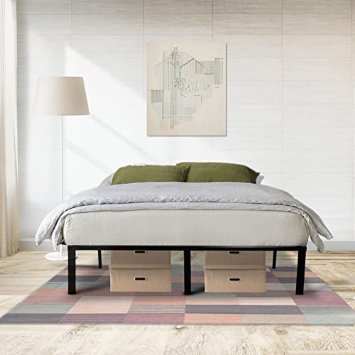 Veezyo Metal Bed Frame Full - 18 Inch Black Metal Platform Bed Frame, Easy Assembly With Large Storage Space, 3,500Lbs Heavy Duty, No Box Spring Needed (Full) #TOP5