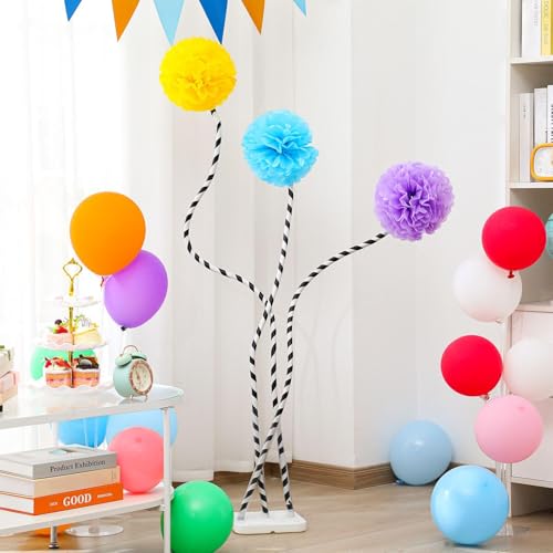 Syhood 11 Pcs Classroom Tissue Paper Pom Poms Tree Decorations Blue Yellow Purple Classroom Decor for Back to School Decorations Nursery Reading Room Playroom Birthday Party Photo Prop