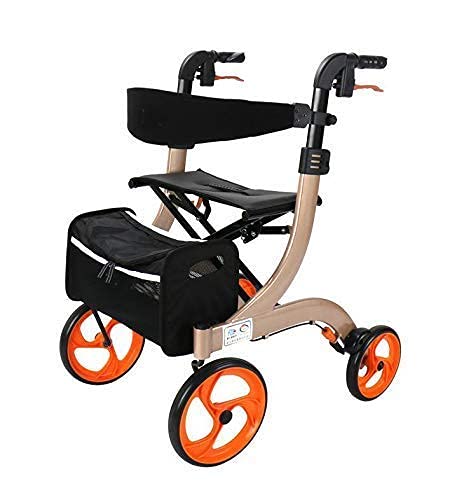 DFJU 折りたたみ歩行器ウォーカー、シートとキャリーバッグ付きコンパクトローリングウォーカー、トランスポートチェアモビリティ歩行器、大人、シニア、高齢者の障害者向け軽量 Full of stars