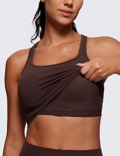 Image of CRZ YOGA Butterluxe Racerback Crop Tank Tops | Light Support, Removable Pads, Yoga, Extremely Soft, Scoop Neck, Longline Sports Bras for Women