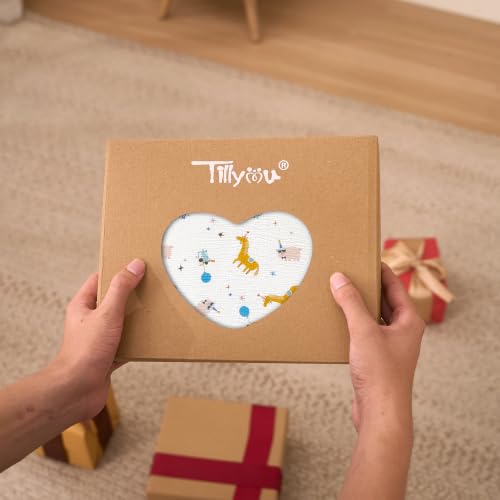 Image of TILLYOU Muslin Mini Crib Sheets 2 Pack, Pack and Play Mattress Sheets Fitted for Pack N Play, 38 x 26 Sheet for Toddler, Circus Carnival