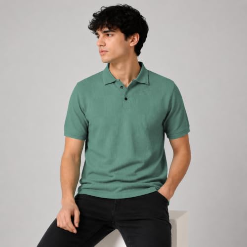Image of TOPLOT Men's Polo T Shirt | Half Sleeve Design | Comfortable Fit Wear | Stylish Casual Look | Breathable Feel |Modern Style | Easy Movement | Casual & Everyday Wear (5280)