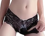 Sissy Panties Femboy Men Lingerie For Cross-dressers Femboy Sissy Mens Pouch Panties Underwear Lace Thongs for Crossdressers (US, Alpha, One Size, Regular, Regular, Black Open)