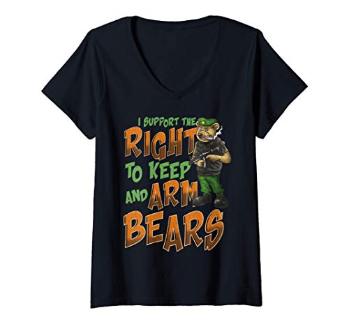 Mujer I Support The Right To Keep And Arm Bears 2nd Amendment Pun Camiseta Cuello V