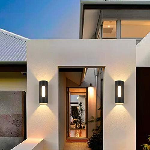 LED Wall Sconces Up/Down Lighting Outdoor/Indoor External Light Waterproof Fixture Door Gate Surface Mount Black Warm White