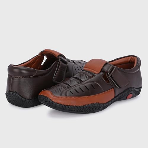 Image of Centrino Men's Fisherman Sandals | Cushioned Insole & Hook & Loop Straps | Trendy Sporty Design with Premium Upper | Closed-Toe Sandals for Travel & Walking (6618)