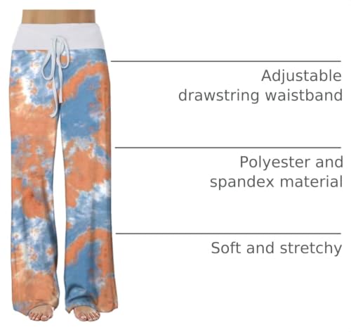 Image of iChunhua Women's Comfy Stretch Floral Print Drawstring Palazzo Wide Leg Lounge Pant