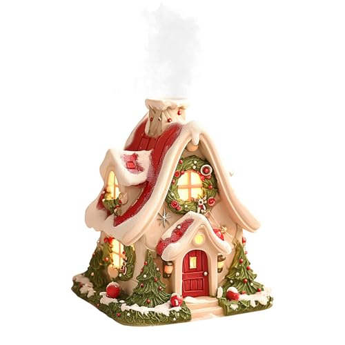Marooma Brûleur D'encens de Cabane de Noël, Brûleur D'encens de Maison de Village de Noël, Porte-cône D'encens de Village, Brûleur D'encens de Cabane en Rondins pour Décoration