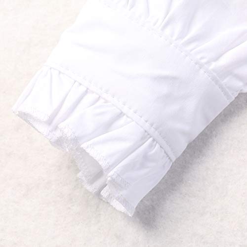 OCHENTA Girls Button Down Shirt Long Sleeve Ruffle Collar Blouse with Bowknot Lace for School Uniform Daily4