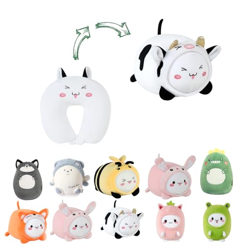Image of Kids Travel Pillow, 2-in-1 Deformable U-Shaped, QQ Milk Cow