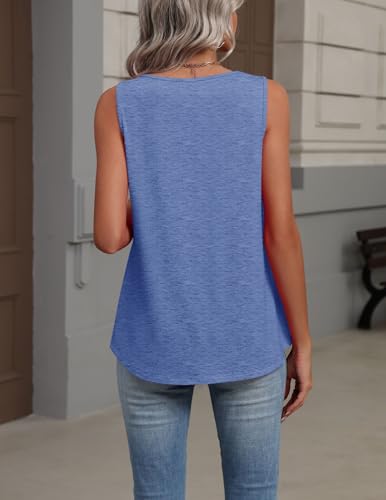 Image of Zeagoo Womens Tank Tops Summer Sleeveless Loose Fit Tops V Neck Pleated Shirts Basic Tees Dressy Casual Trendy Clothes
