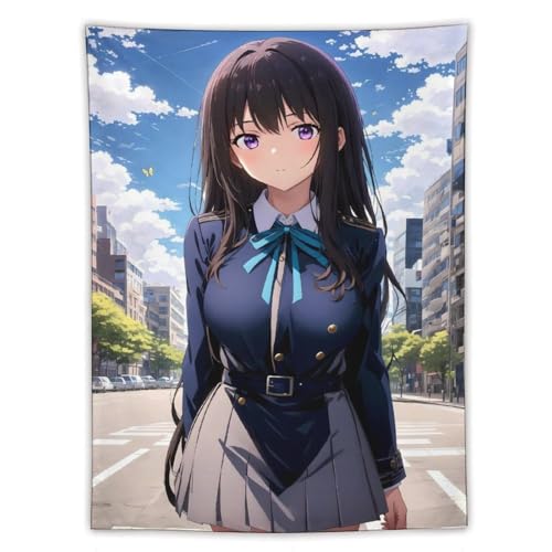 リコリスリコイル 錦木千束 井ノ上たきな タペストリー 壁掛け 人気 布ポスター 壁飾り ウォールアート 個性ギフト ファブリック装飾 部屋 窓カーテン 装飾用品 60"x80"