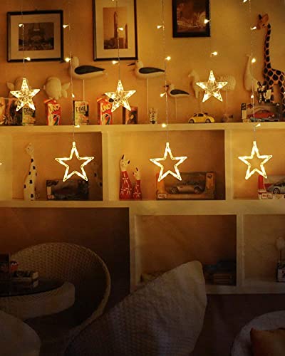 Image of Homesake 12 Stars Curtain String Lights Window Curtain Lights with 8 Flashing Modes, Diwali Decoration for Home, Festive Decor, Home Decoration Items for Living Room (2.5 M Pack of 1)-2 pin Plug