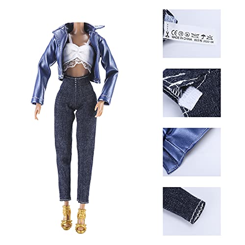 Yamaso Leather Coat Suit Pack,Cool Wild Motorcycle Style Couple Clothes For 11.5″ Girl Dolls And 12″ Boy Doll（Doll And Motorcycle Not Included） #TOP7
