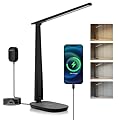 Honeywell Sunturalux™ LED Desk Lamp Dimmable Desk Light with USB A+C Dual Charging Port Eye-Caring Foldable Table Lamp with 4 Color Modes for Home Office Bedroom Reading Study Work HWT-H2B Black