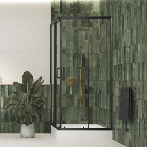 DE BESTE VBCHOME DOUCHECABINE: 90 x 90 x 185 cm, ZWART, VIERKANT, HOEKINSTAP, DOUCHEWAND, SCHUIFDEUR, DOUCHEAFSCHEIDING, HELDER VEILIGHEIDSGALS, EN MEER!