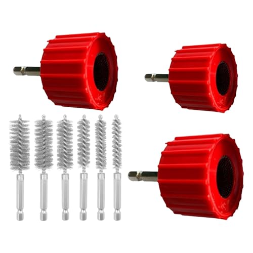 Limpiador de tuberías de cobre para taladro, juego de 3 limpiadores de tuberías, ayudante de fontanero con 6 cerdas de alambre, cepillo de limpieza de tubos para limpiar tuberías de cobre