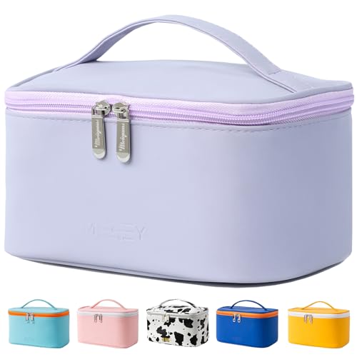 Meiyuuo Makeup Bag Cosmetic Bags Small for Women Zipper Pouch Makeup Organizer Waterproof Cute (Light Lavender Purple) LIGHT PURPLE