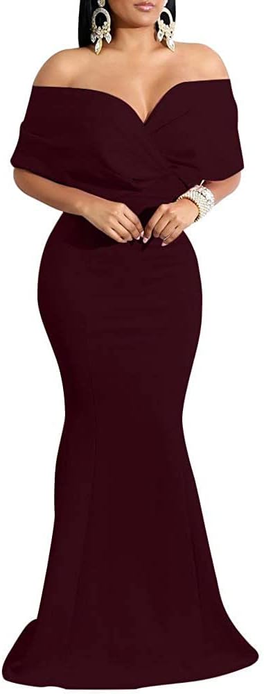 Maxi Dresses for Women Sexy V-Neck Off Shoulder Kuwait | Ubuy