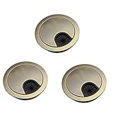 BOSIDETOOL 3Psc Desk Grommet,Cable Cord Hole Cover for Home and Office,Metal Zinc Alloy Materilal 53mm(Bronze, 2.09 Inchs)