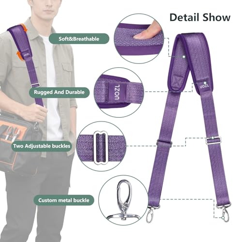 Image of 67 Inch Shoulder Straps, Soft with Ultra-Thick Fixed Shoulder Pad, Two Way Independently Adjustable Buckle Replacement Straps for Laptop Bag Messenger Bag Tool Bag Luggage,Purple