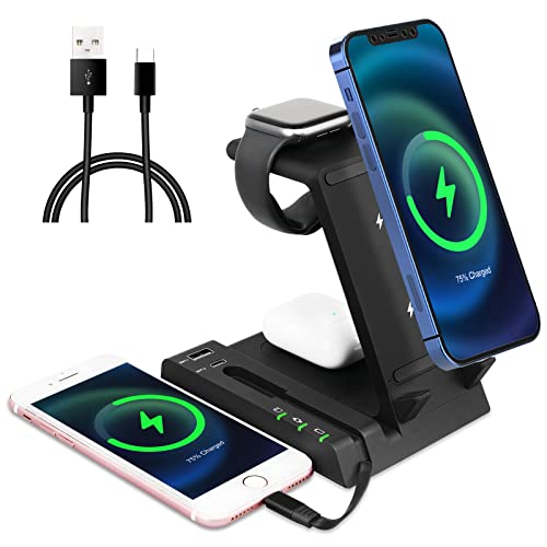 Imikoko 6in1CX[d QiF 15W/10W/7.5W }[d iPhone15/14/13/12/mini/Pro/Pro Max/AirPods/Apple WatchΉ ubN PSEF؍ς