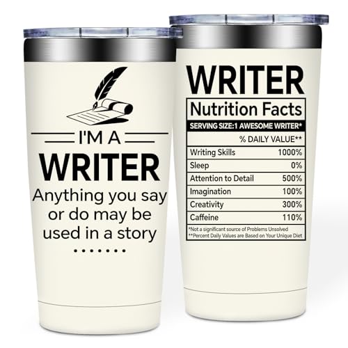 BIRGILT Writer Gifts for Women Men - Fathers Day Christmas Birthday Gifts for Men - 20oz Tumbler Cup