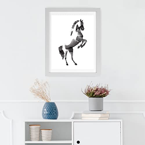 Watercolor Horse Poster - Black And White Horse Wall Art - Horse Painting Cowgirl Room Decor - Great Horse Decor For Girls Room Or Horse Gifts - Heartland Stuff Or Barrel Racing Wall Decor - Horse Pictures Wall Decor - Equine Gifts For Horse Lovers Horse Room Decor For Girls - Cowgirl Poster Large 11X14 Unframed #TOP4