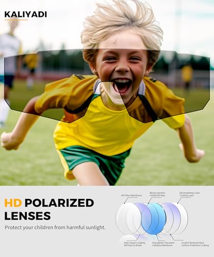 KALIYADI Kids Polarized Sunglasses Youth-Baseball-Sunglasses: Sport Running Boys Girls UV400 Protection Sun Glasses Age 3-124
