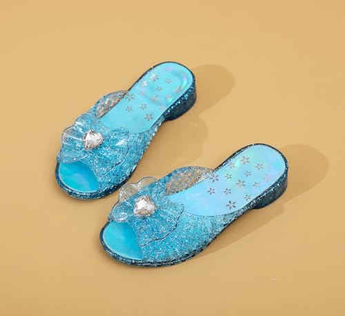 Image of Jelly Sandals for Girls Dress Slide Princess Frozen Inspired Elsa Flats Dance Party Cosplay Snow Queen Birthday Clear Slippers Summer Little Girls, Toddler Slip On