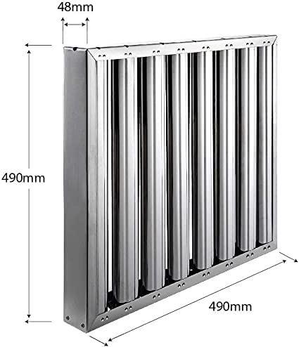 Filtro de lama reforzado en acero inoxdisable AISI 304 para Campana de Cocina Industrial con medidas 490x490x48mm Campanas para cocinas industrales Hostelería