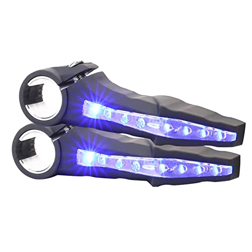 SEADEAR 1 Pair Bike Grips Light, Bike Handlebar Turn Signal Lamp Bike Bar Ends with Turn Signal LED Light Bike Handlebar End Lights Cycling Handlebar Warning Light for 22.2mm Mountain Bike Bar Blue