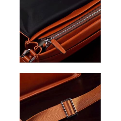 Mens Shoulder Bags Genuine Leather Messenger Bags Briefcases Casual Daypacks Crossbody Bags Waist Packs Purses(Yellow)4
