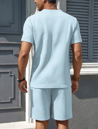 Vssjavun Men's Track Suits 2 Piece Outfits Casual Short Sleeve Shirt and Shorts Set Sweatsuit Summer Tracksuit