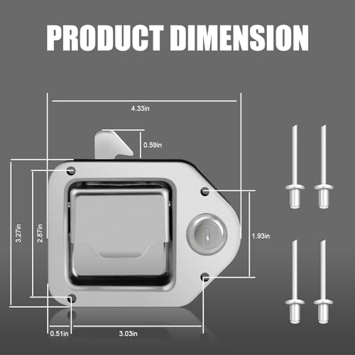 image for Tutor Auto Truck Tool Box Latch, Stainless Steel Trailer Toolbox Handl
