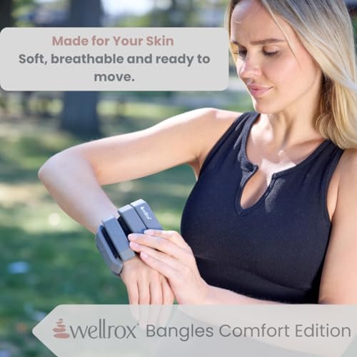 Image of Wellrox Weighted Bangles - Adjustable Ankle and Wrist Weights for Women & Men - Set of Ankle Weights 2 lbs (1 lb Each Wrist Weight) | Weighted Arm Bands for Pilates, Yoga, Running & Walking