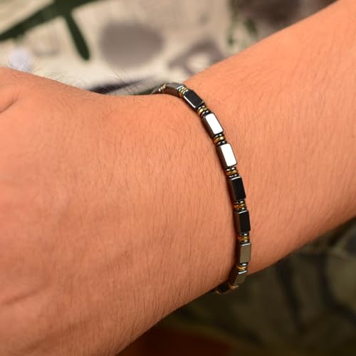 Pulsera Hematite para Hombre Ajustable de Acero Inoxidable miniatura 4