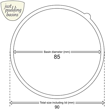 Just Pudding Basins Clear 1/4 Pint 140ml Small Basin Food Safe Plastic Bowls and Lids 6 Pack