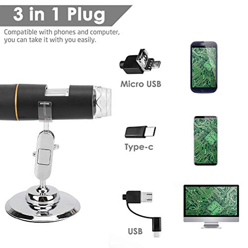 Image of CHICIRIS Microscope, 1000X PCB Magnifier Digital Microscope, 300,000 Pixels for Kids Students(30w)