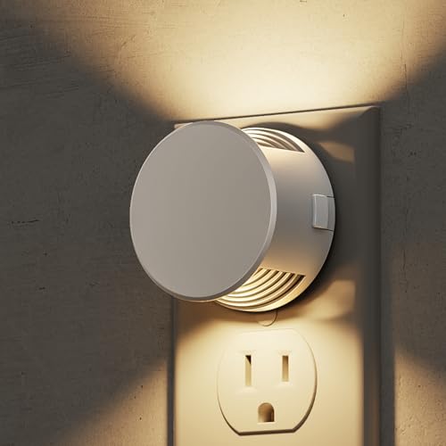 Image of L LOHAS LED Night Lights Plug into Wall,White Night Light Dusk to Dawn Sensor,Brightness Adjustable,3000K Warm White Nightlight for Adults Hallway Bathroom Bedroom