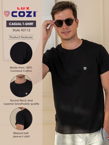 Image of Lux Cozi Men's Cotton Solid Regular Fit T-Shirt