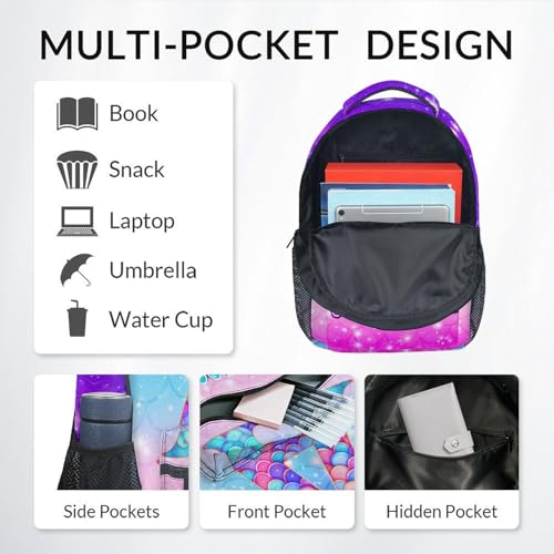 COZYAURA Backpack for Girls - Personalized Mermaid Backpacks for Kids - 17 Inch Monogram Bookbag for Kindergarten Preschool Elementary - Custom School Bag for Toddler4