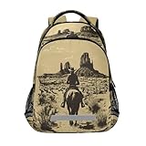 xigua Mochila vintage para estudantes de equitação a cavalo do deserto, mochila escolar com faixa refletiva, à prova d'água, mochila para laptop para crianças, acampamento ao ar livre, viagem, mochila