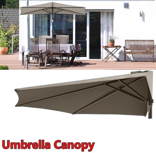 9ft Half Round Umbrella Canopy Replacement - Durable Outdoor Patio Parasol Cover, 5 Ribs, Perfect for Balcony & Garden Use, Weather-Resistant Fabric