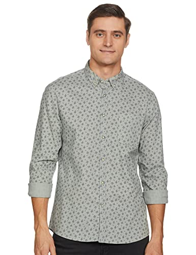 Image of Diverse Men's Printed Slim Casual Shirt (DCMCF49SC15L36-3253-N9 Grey Large)
